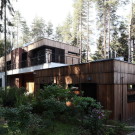 Деревянный дом в сосновом лесу