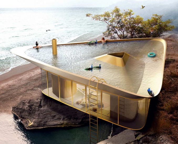 Нереальная архитектура: домик с бассейном на крыше