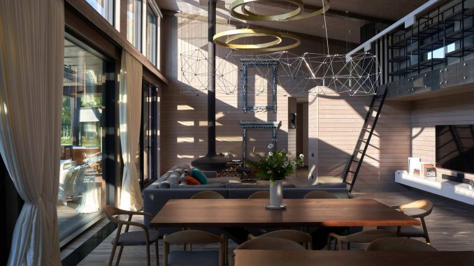 House in the golf club 1 Интерьер дома-дачи в гольф-клубе под Екатеринбургом