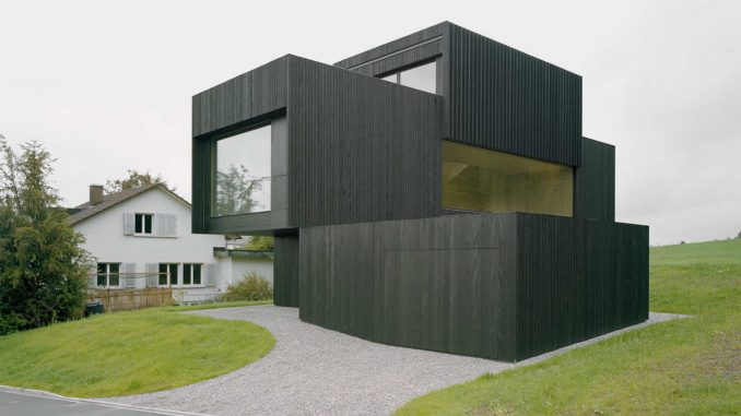 Detached House 1 Кубический деревянный дом в Австрии