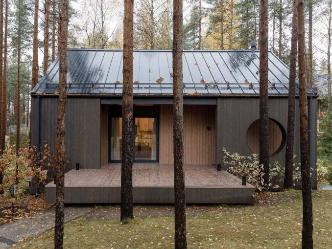 Каркасный дом среди сосен для внучки в Ленинградской области 