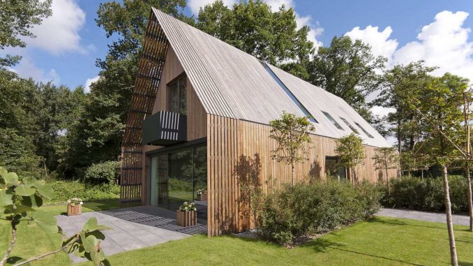 Forest Villa Voorschoten 4 Простой современный сельский дом у леса в Голландии